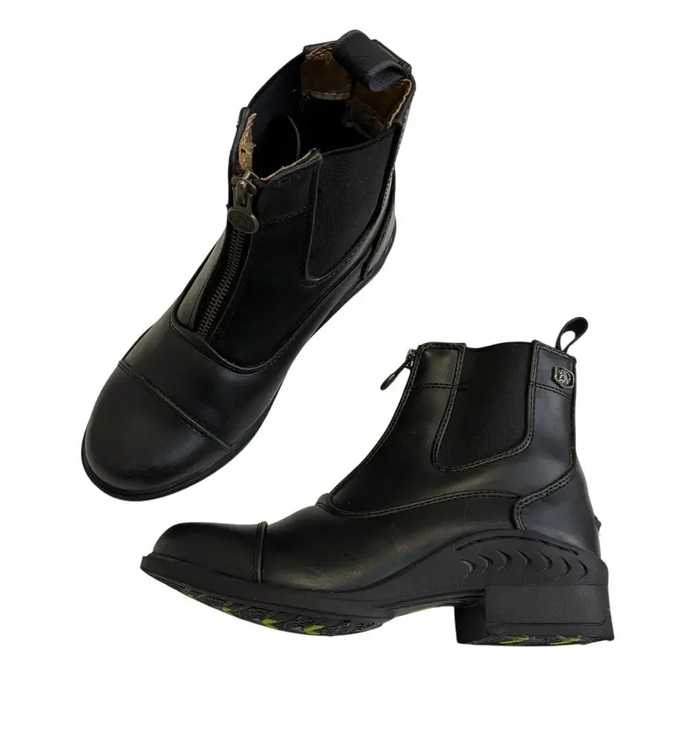 Ovation Child's 3 Quantum Zip Paddock Riding Boots Polished Black Faux Leather